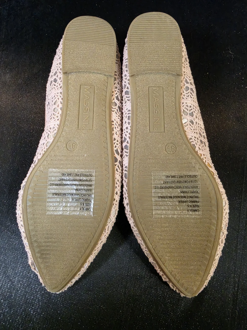 Massini Memory Foam Women's Lace Ballet Flats Pink Size 8.5 Slip-On Comfort